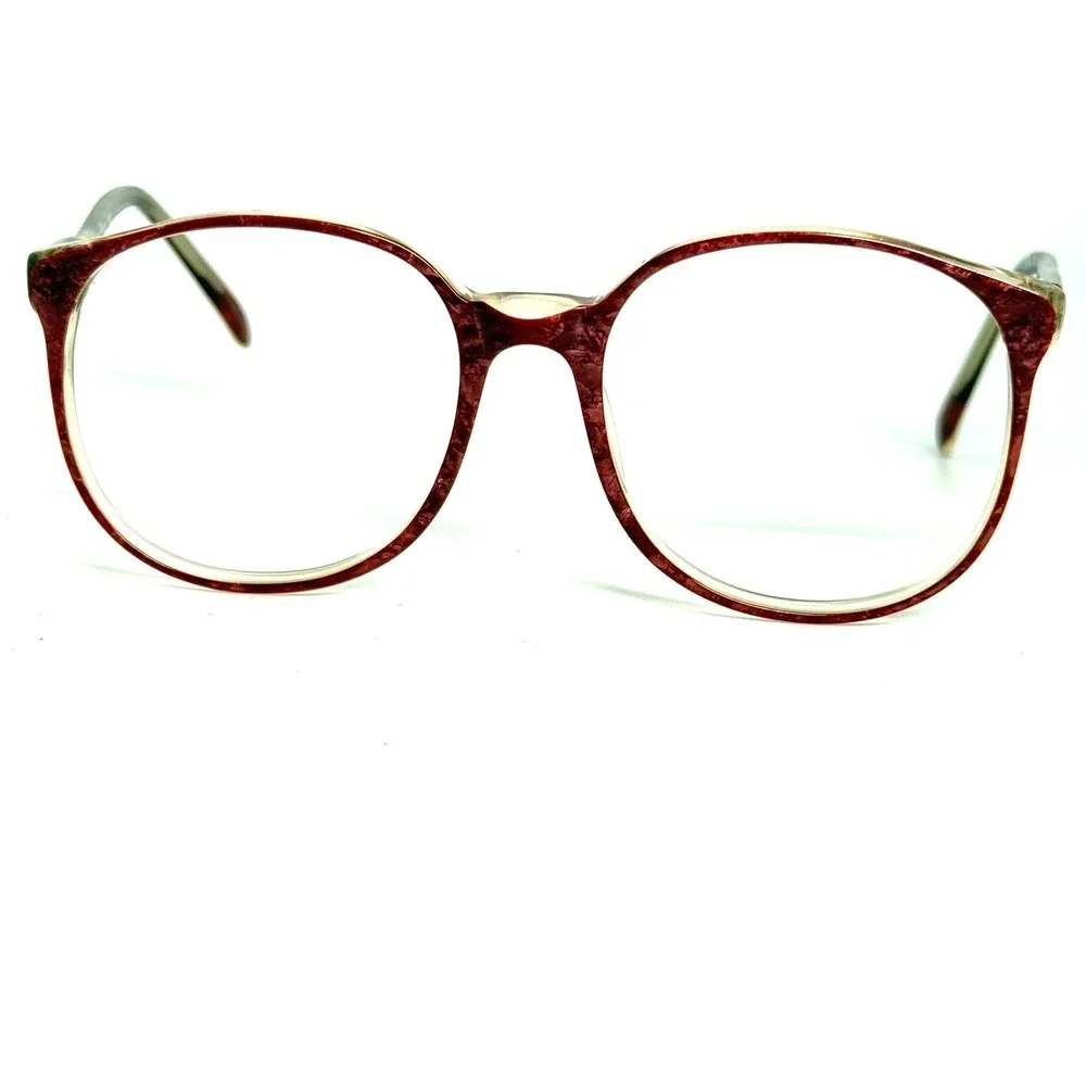 Pappagallo VIII 556 Vintage Round Eyeglasses Frames Burgundy Clear France 54-18